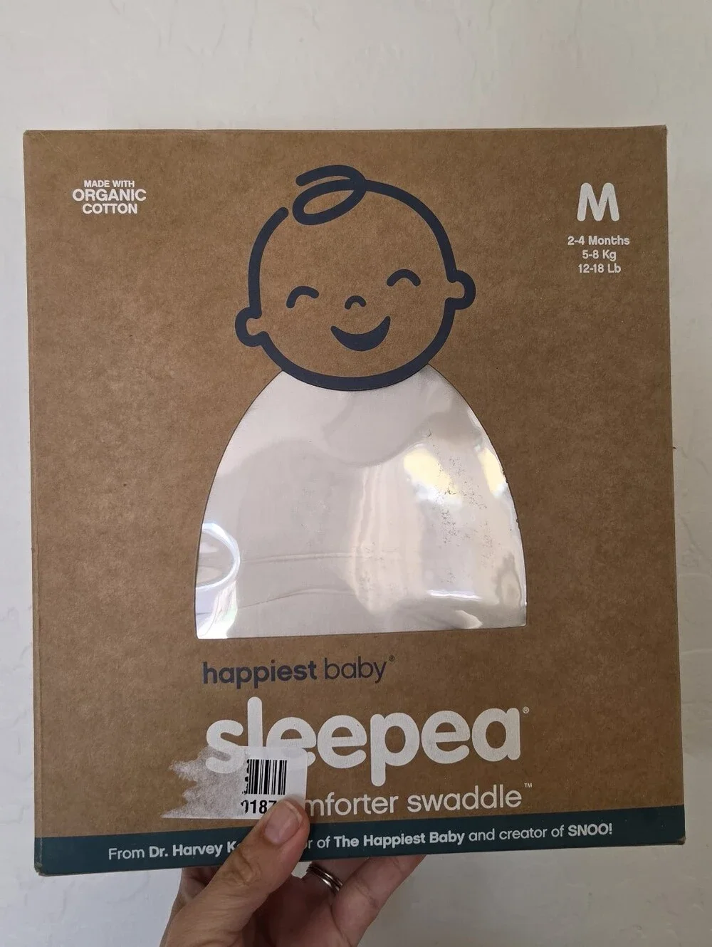 Ivory new Happiest Baby Sleepea Swaddle Size M 2- 4  Months Organic Cotton